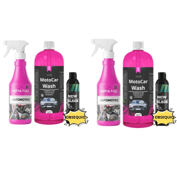 KIT CUIDADO AUTOMOTRIZ + OBSEQUIO RESTAUTADOR DE PARTES NEGRAS